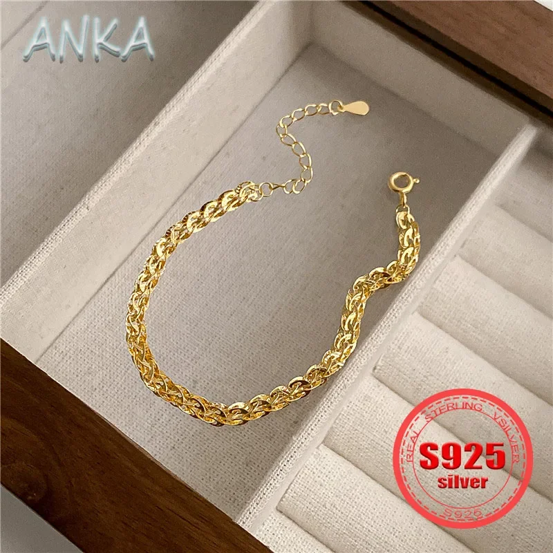 

ANKA NEW S925 sterling silver gold and silver two-tone phoenix tail bracelet Korean women's wind flash women's bracelet