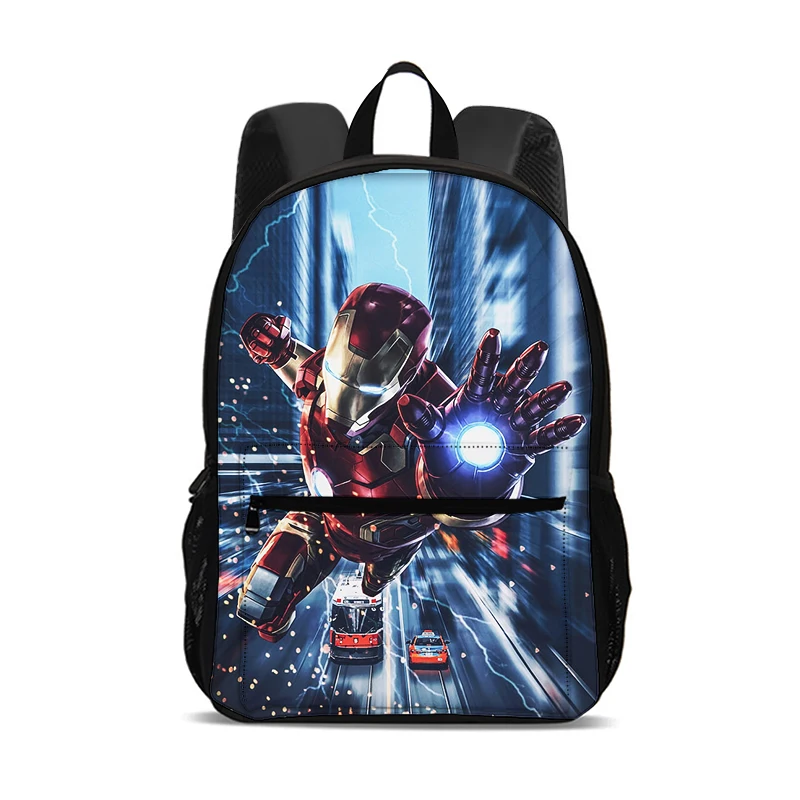 Iron Man กระเป๋าเป้สะพายหลัง Superhero กระเป๋าเป้สะพายหลังผู้หญิงผู้ชายขนาดใหญ่ความจุกีฬากลางแจ้งกระเป๋าเป้สะพายหลังน้ําหนักเบา