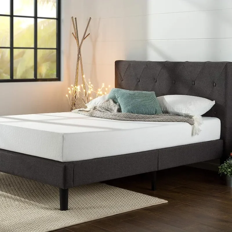 ZINUS Shalini Upholstered Platform Bed Frame / Mattress Foundation / Wood Slat Support / No Box Spring Needed