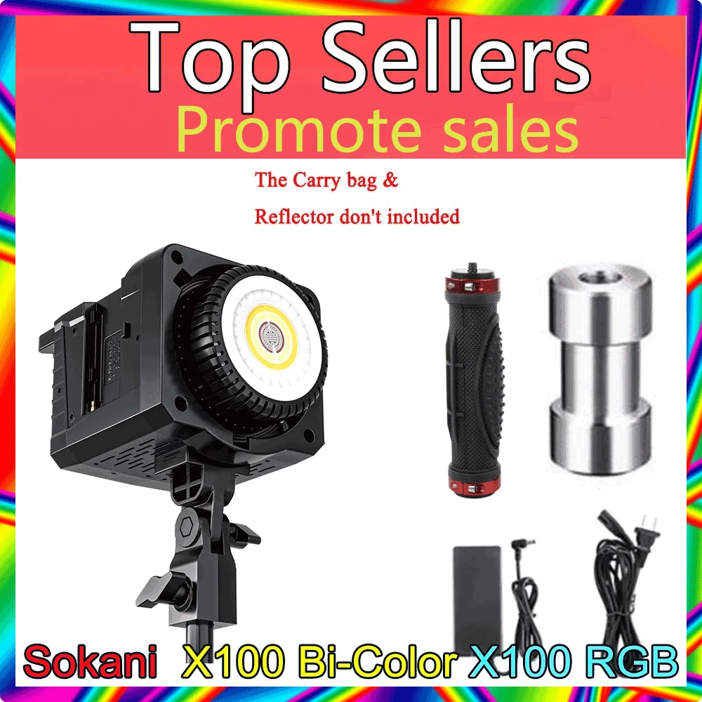 Sokani X100 Bi-Color RGB LED Video Light 100W 2800K-10000K APP Control Photography Lighting Video Recording Outdoor Shooting