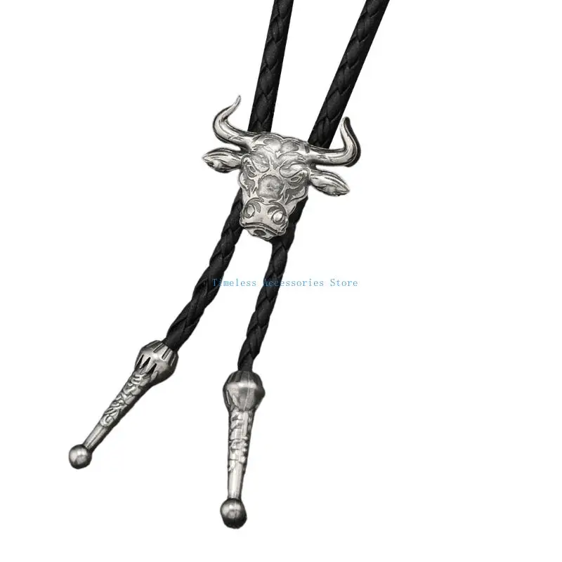 97QE Cravatta in lega abbellimento in pelle PU alla per lo styling degli adulti