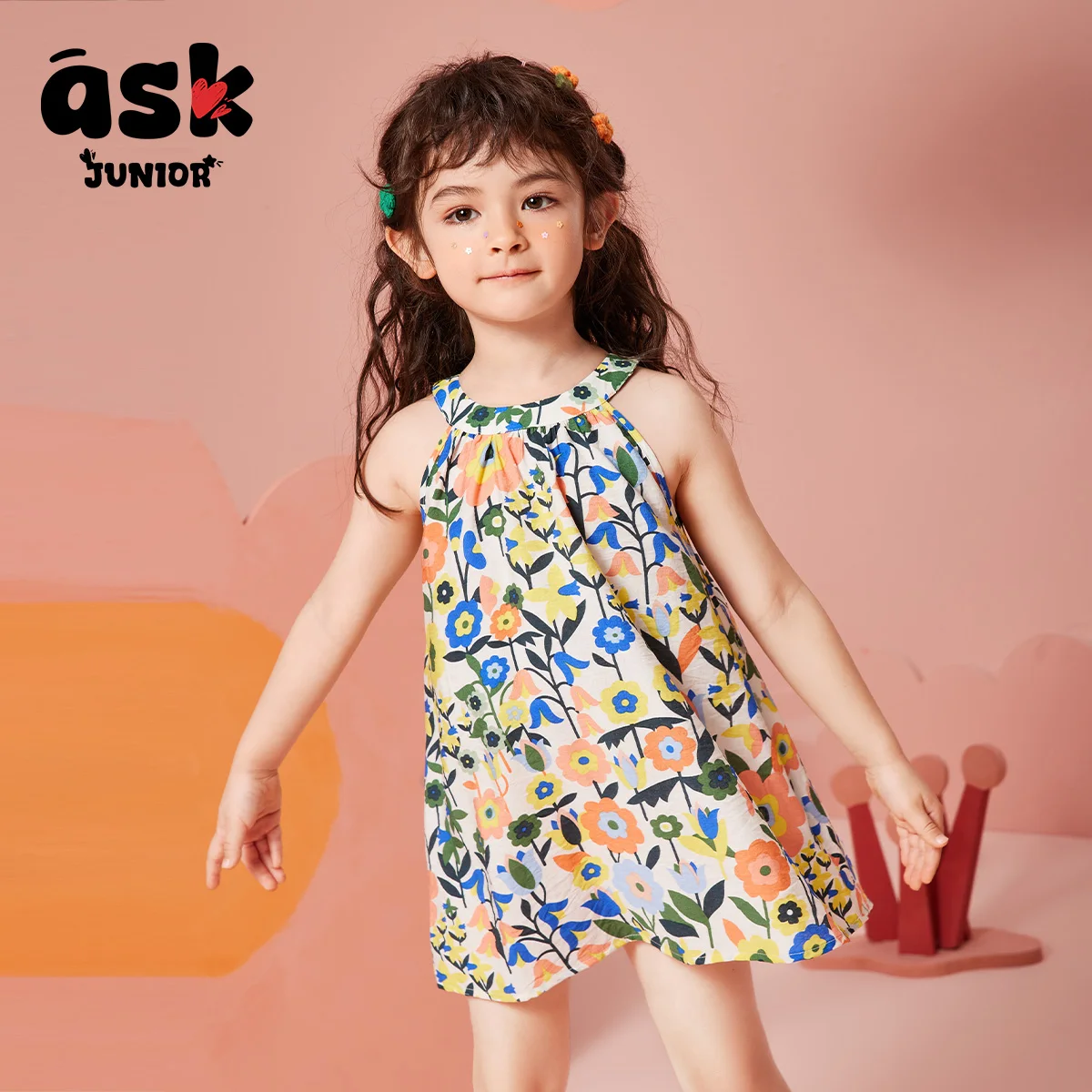 اسأل الفتيات الصغار الصيف الأطفال زهرة كبيرة طباعة كاملة اللباس حزام اللباس الشاطئ الرياح #2