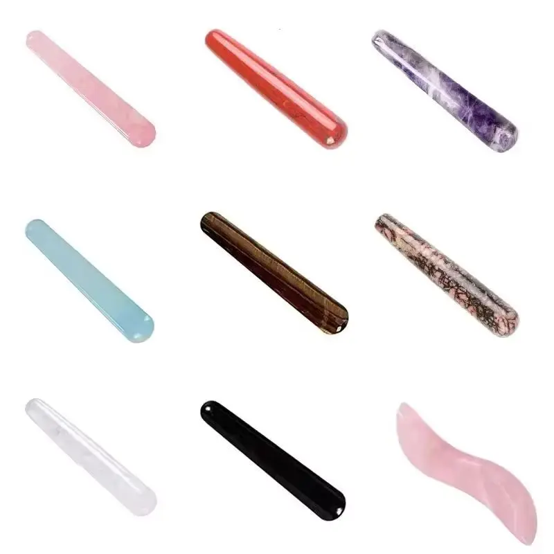 Rose Quartz Yoni Wand Natural Gouache Jade Face Massage Wand Women Kegel Massage Bar Vaginal Muscle Tightening Exercise Stick