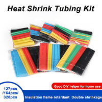 127/164/328pcs Heat Shrink Tubing Kit 2:1 Heat Shrink Tube Polyolefin Material Set Combo Sleeving Wrap Cable Wire Kit for DIY