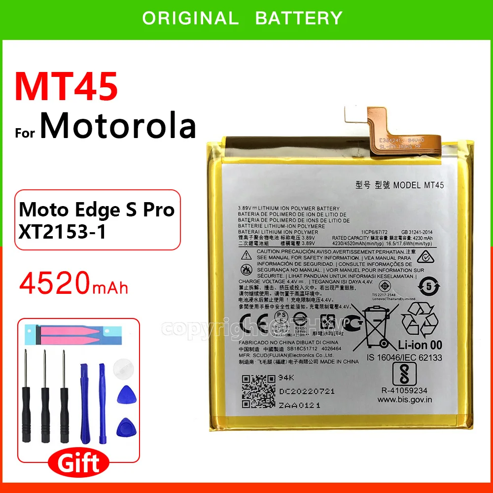 

100% Original Genuine MT45 4520mAh Battery For Motorola MOTO Edge 20 Pro / Edge S Pro XT2153-1 Phone Batteria With Free Tools