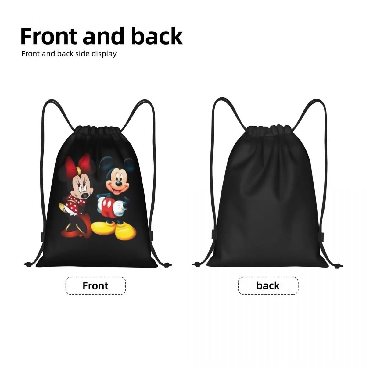 Custom Mickey Mouse Minnie Drawstring Bags Men Women Lightweight Sports Gym Storage Backpack