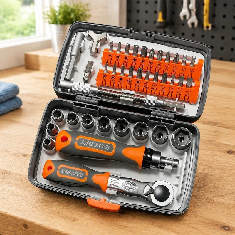 Home Repair Ratchet Screwdriver Set with Magnetic Torx Bits for Toolbox Convenience