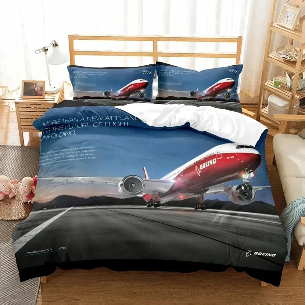 

3D Bed Airplane Blue Sky Printed Queen Size Bedding For Boys Kids Aircraft Duvet Cover Set Planes Home Textile De Bedding