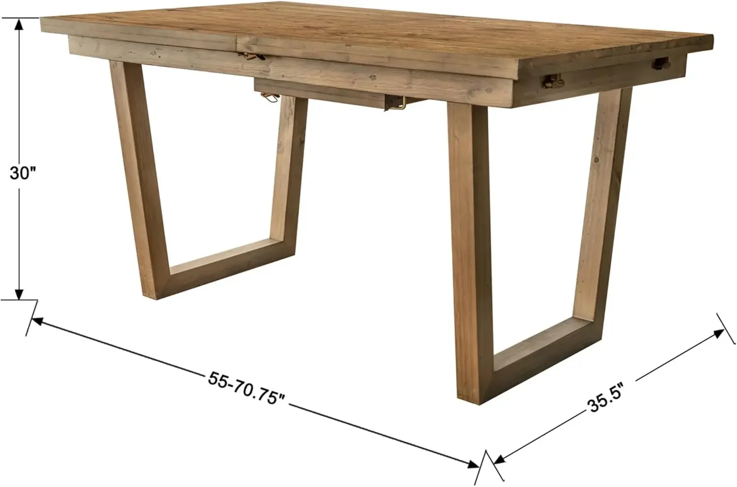 Extendable Dining Table, 55-70.5'' Kitchen Table for 4 6 8, Large Pine Wood Rectangular Dining Room Table Space Saving