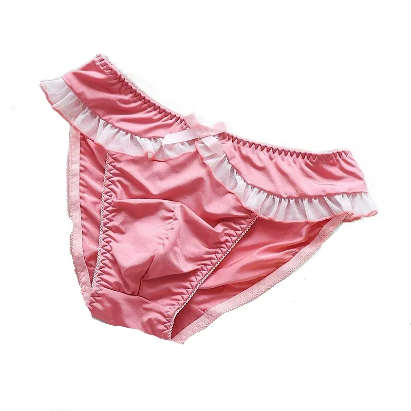 

Man's Pink Silky Touch Cute Kawayi Live Show Dance Costumes Briefs dj Club Bar Harajuku BF Gift