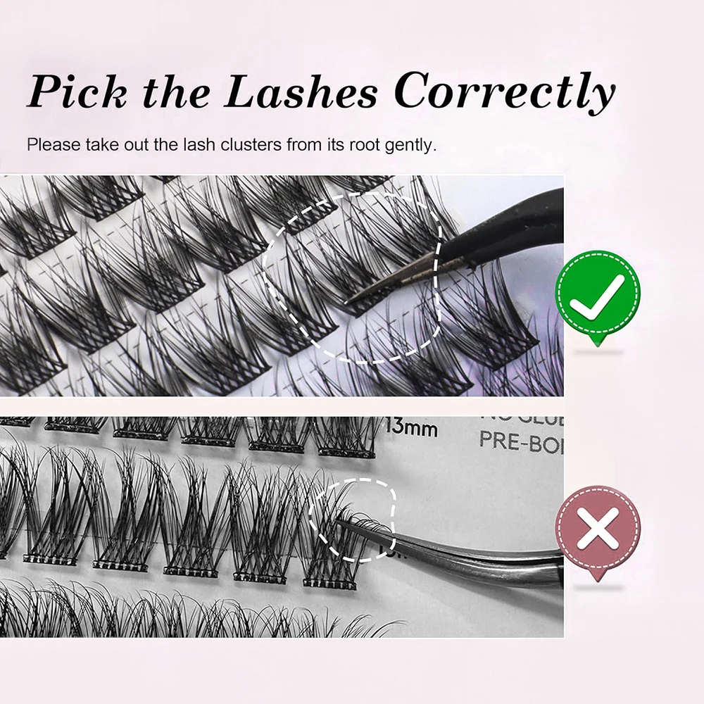 168PCS DIY Cluster Lashes Kit D Curl Individual Eyelash Extension with Bond&Seal Tweezers, 10-16mm Mix Length Travel Home Set