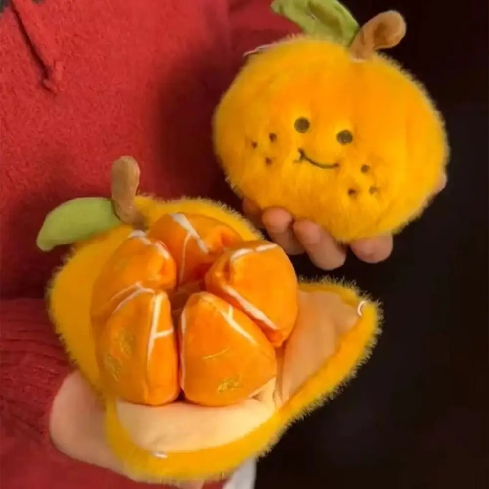 Simulation Kawaii Peelable Orange Segments Fruit Plush Toy Stuffed Soft Food Keychain Backpack Pendant Cartoon Toy Doll Kid Gift