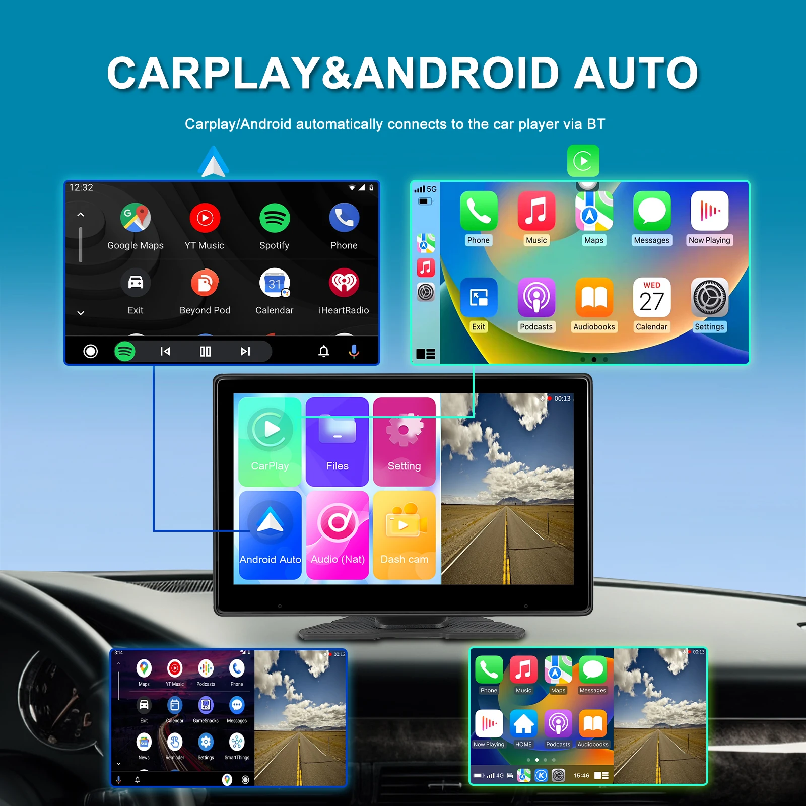 LeeKooLuu-Leitor multimídia carro inteligente, Carplay sem fio, Auto Android, 10,1 \