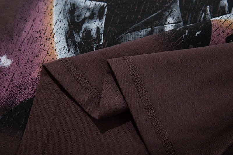 Herren T-Shirt mit Grafik-Print, Lustiges Strass-Oberteil, Übergroßes Y2K Streetwear Cyberpunk Waschbaumwoll-T-Shirt, Retro Skate Street Outfit für den Sommer – Detail 9