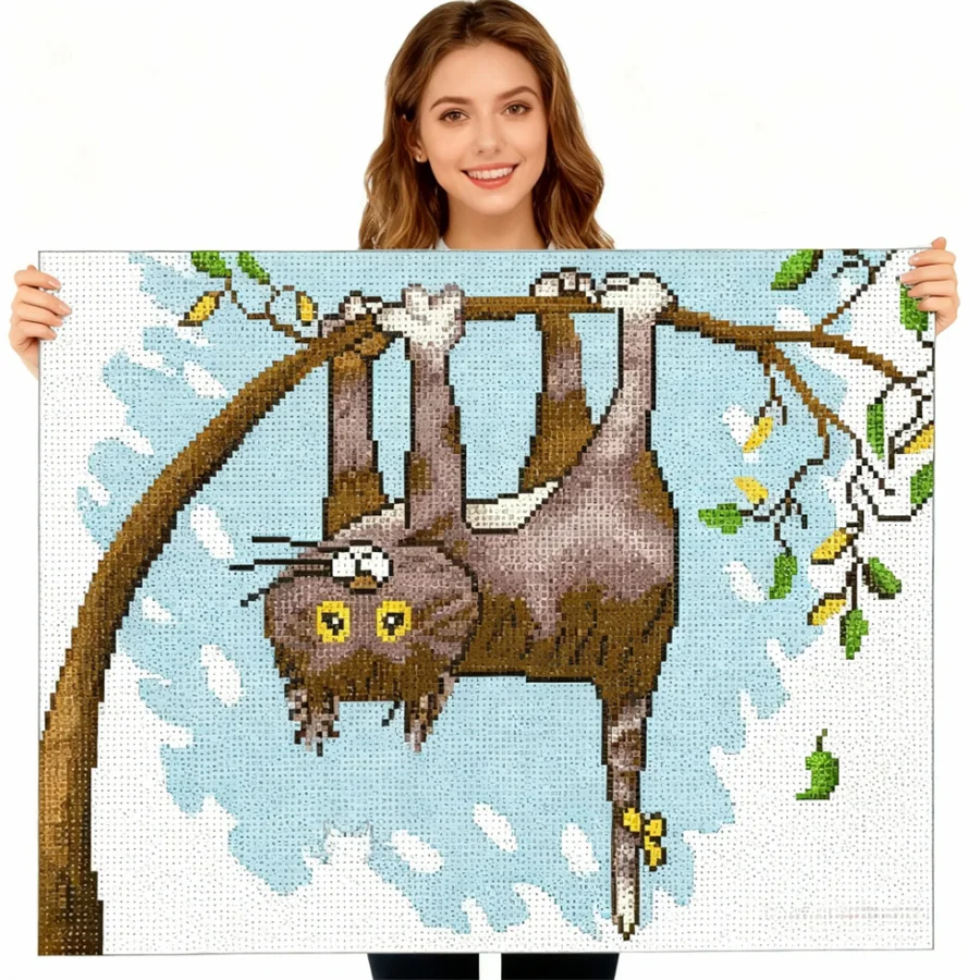 

2026 New sty Cross-stitch set printed count, handmade cross-stitch collection, cute little cat upside-down DMC thread embroidery