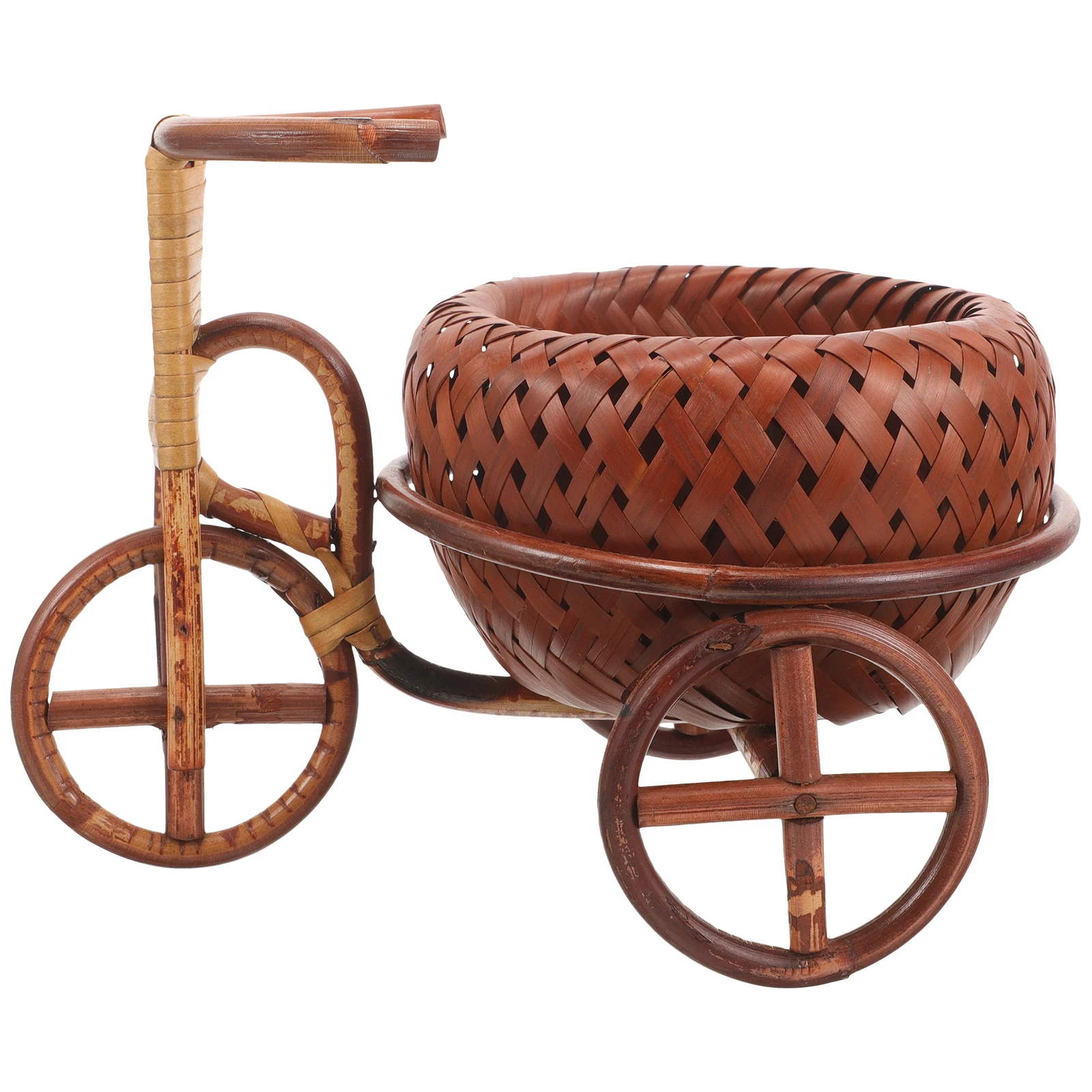 

Tricycle Shaped Woven Storage Basket Vintage Bamboo Flower Basket For Wedding Party Favors Decorative Candy Serving Small Gift