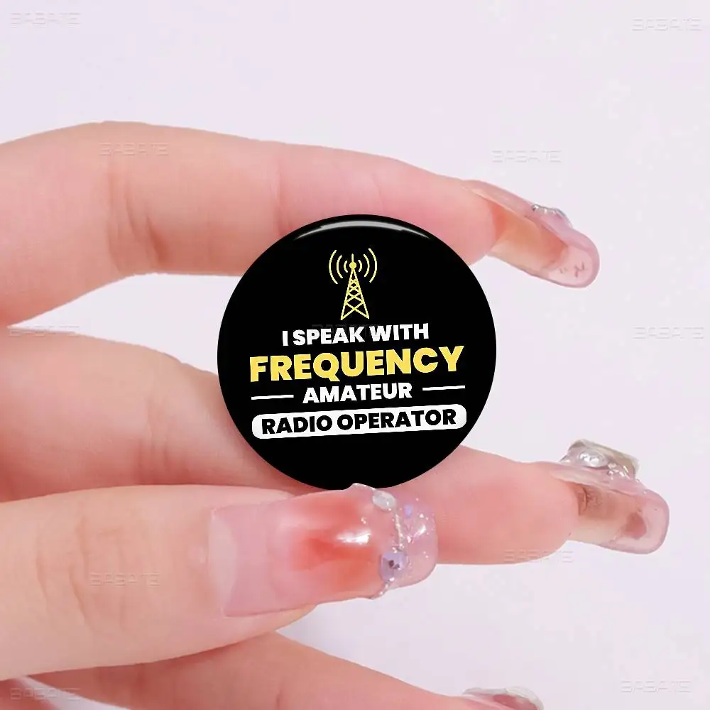Licensed H-Ham Retro Radio Soft Button Pin Round Metal Badge Lapel Pin Parts Gift Friends Kid Jewelry
