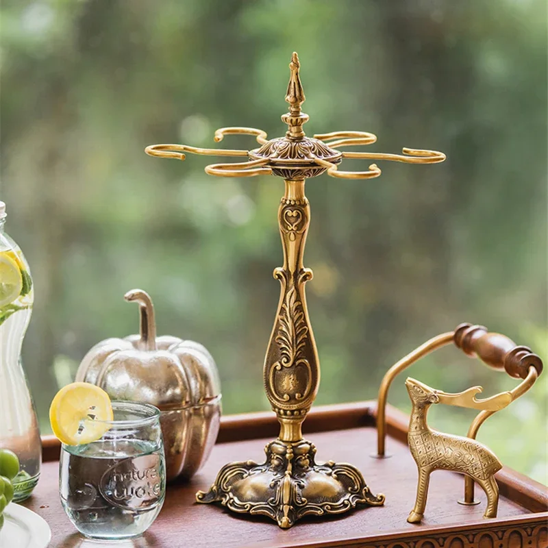 Red Wine Cup Rack Dining Cabinet Bar Counter Inverted Wine Glass Storage Rack Goblet Display Stand Brass Ornaments Decoration