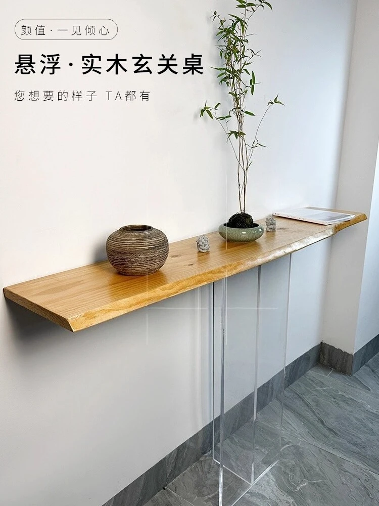 

Acrylic suspended porch table entry solid wood decoration end view table living room wall shelf B & B hotel case