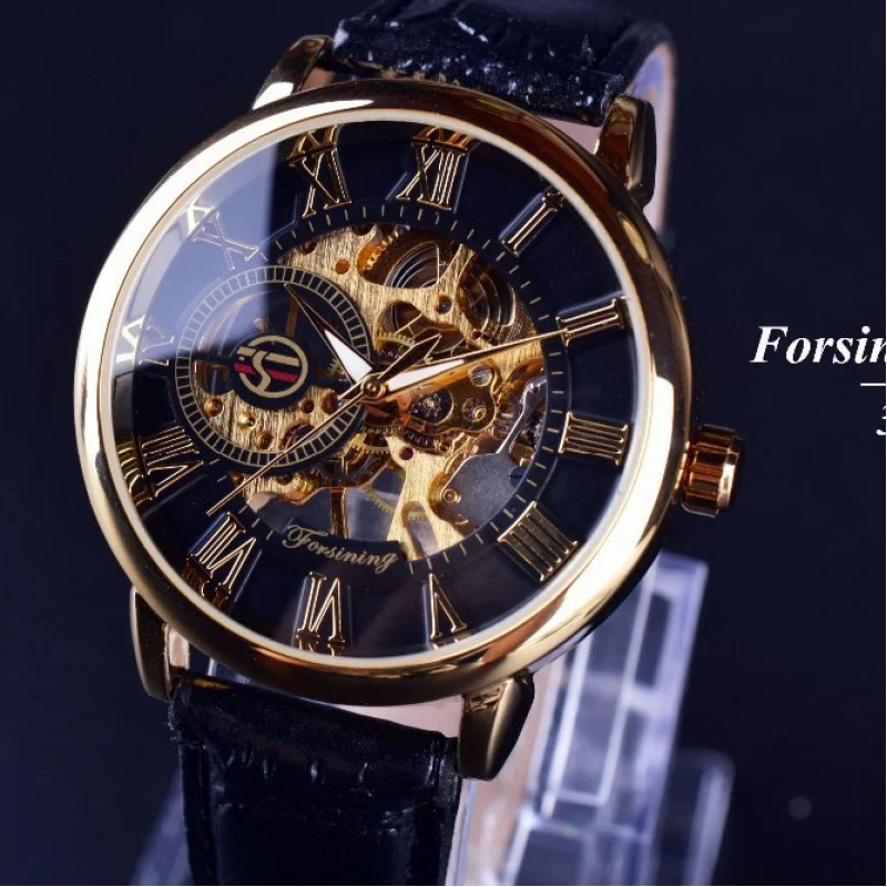 Free Shipping OUTLETS forsining Men's Fashion Retro Hollow Bottom Machinery Manual Manipulator Watch