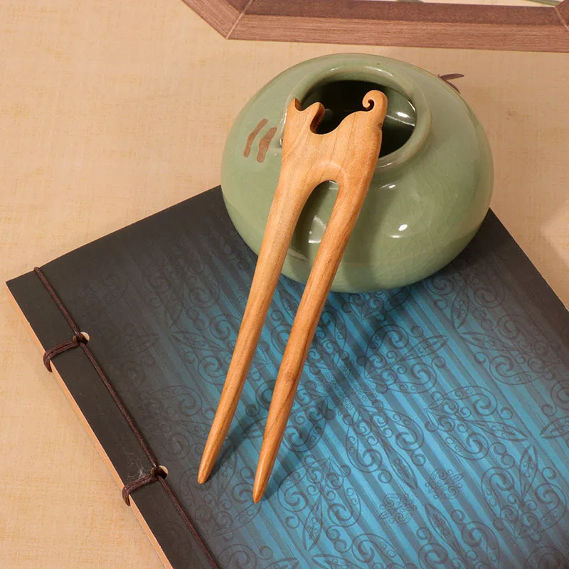 U-образная заколка для волос из персикового дерева, заколка для волос в древнем стиле, заколка для волос, деревянная заколка для волос, аксессуары, заколка из цельного дерева