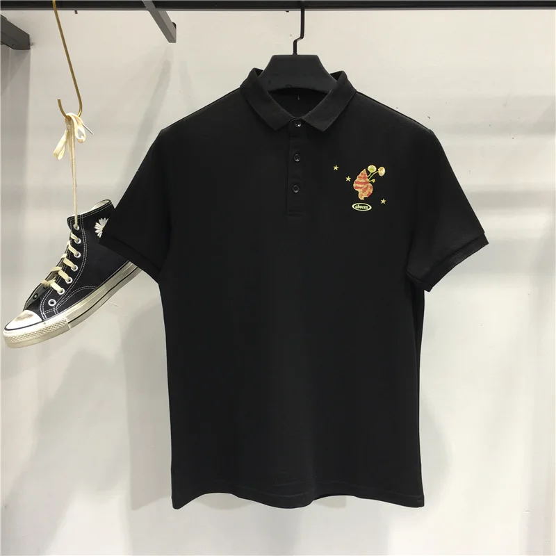 

Faionable Summer Men's irt Korean Sle Small Sea Snail Embroidery Casual Versatile Hong Kong Sle ort Sve T-S...
