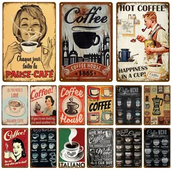 Vintage Plaque Metal Sign Plate Home Decor Coffee Tin Sign Retro Wall Art Posters For Kitchen Bar Iron Painting Decoration Cafe
