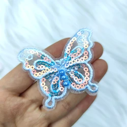 10pc Colorful Pearl Beaded Embroidery With Butterfly Cloth Handmade DIY Clothing Accessories Decorated