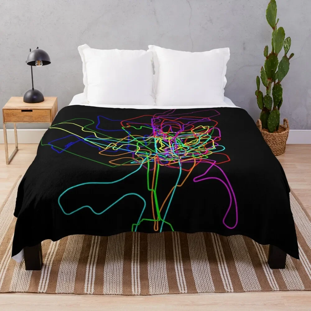

F1 circuits 2025 - rainbow pattern Throw Blanket Faux Fur Soft Warm Blanket for Bed