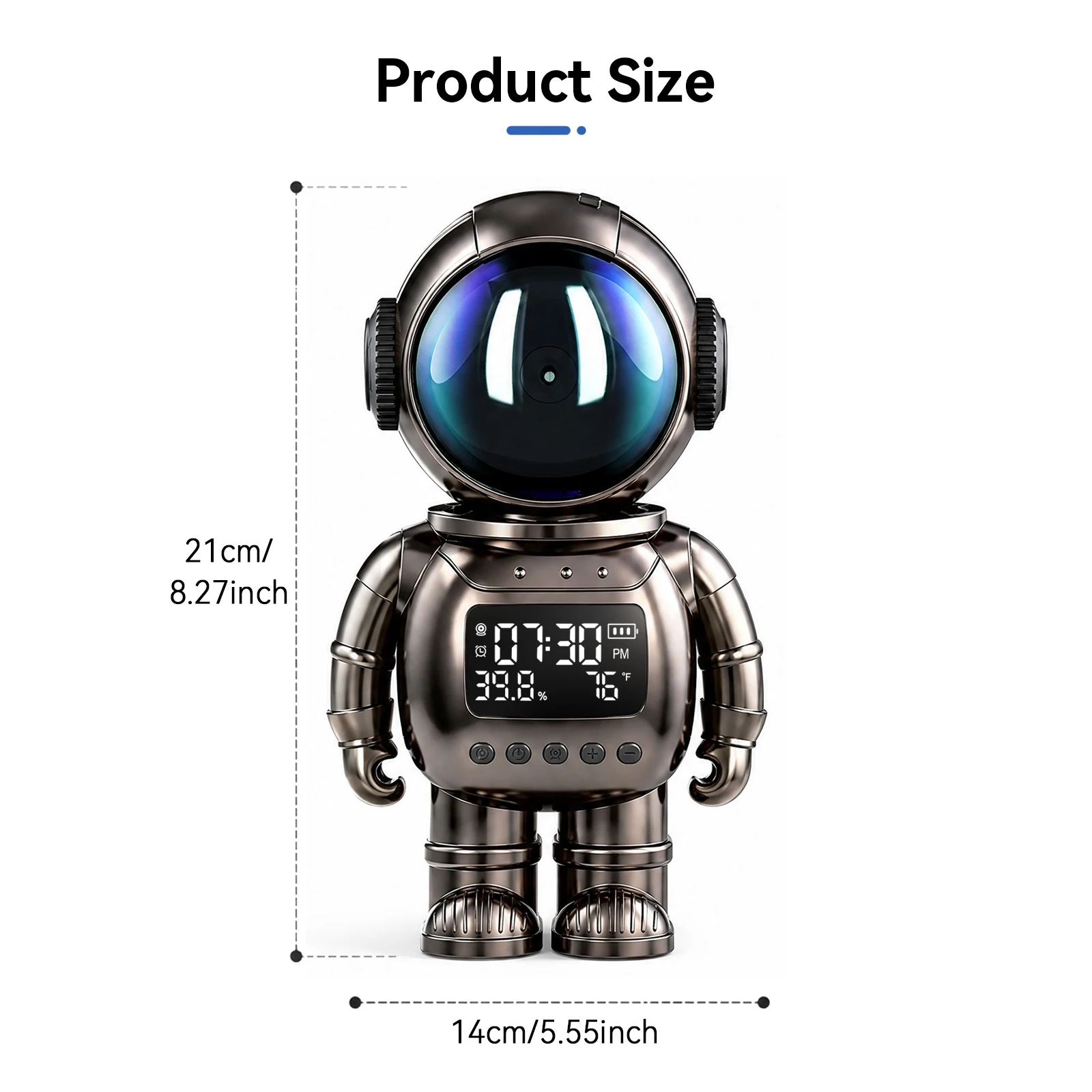 3-in-1 Smart Astronaut Clock Cam: 5MP Indoor + Temp/Humidity, Dual-Band WiFi, Night Vision, Motion Detect, Pet/Baby Monitor