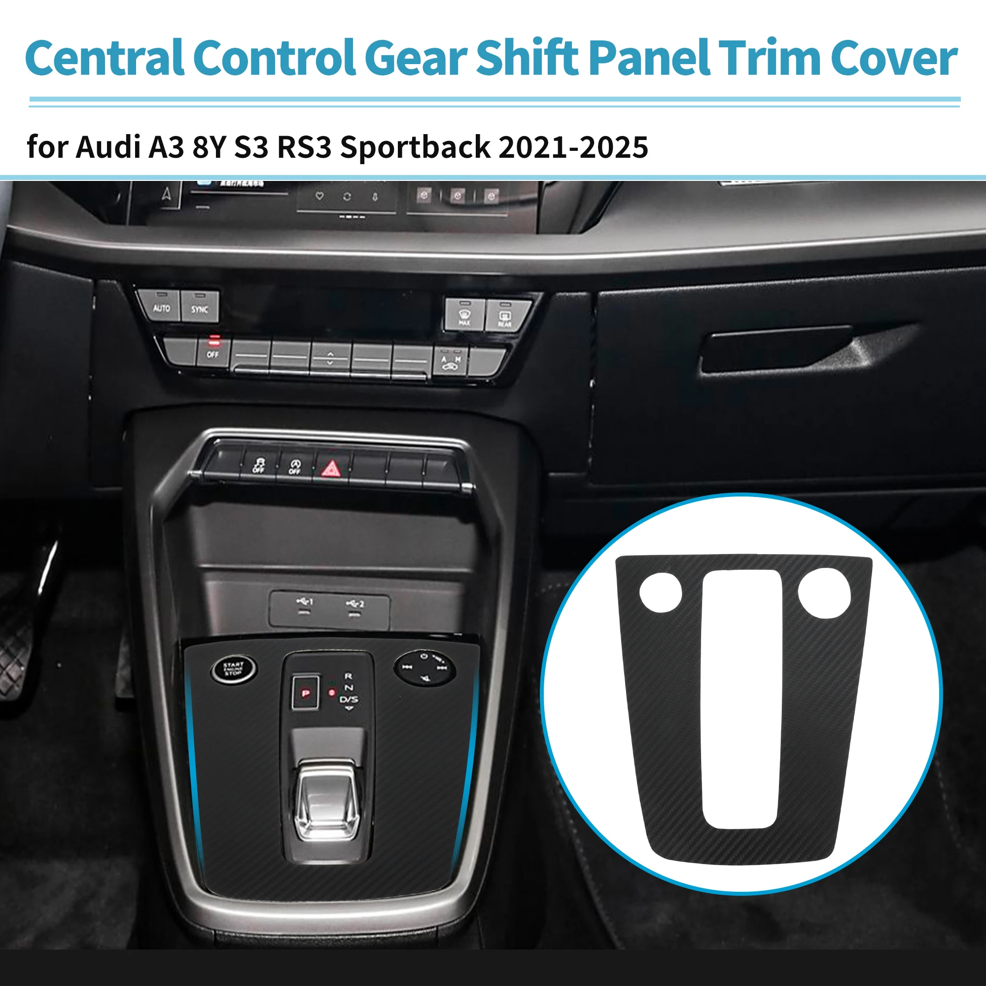 

UXCELL автомобильная накладка на панель центрального управления переключением передач для Audi A3 8Y S3 RS3 2021-2025