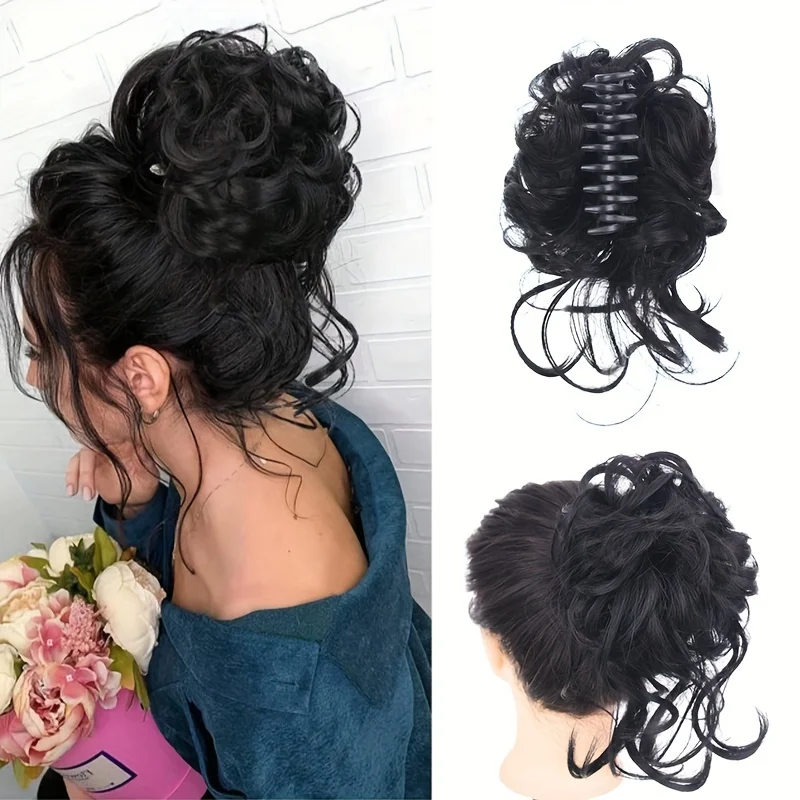 Elegant Claw Clip Messy Bun for Women Tousled Synthetic Hair Bun Extension Quick Attach Hair Accessory for All Hair Types