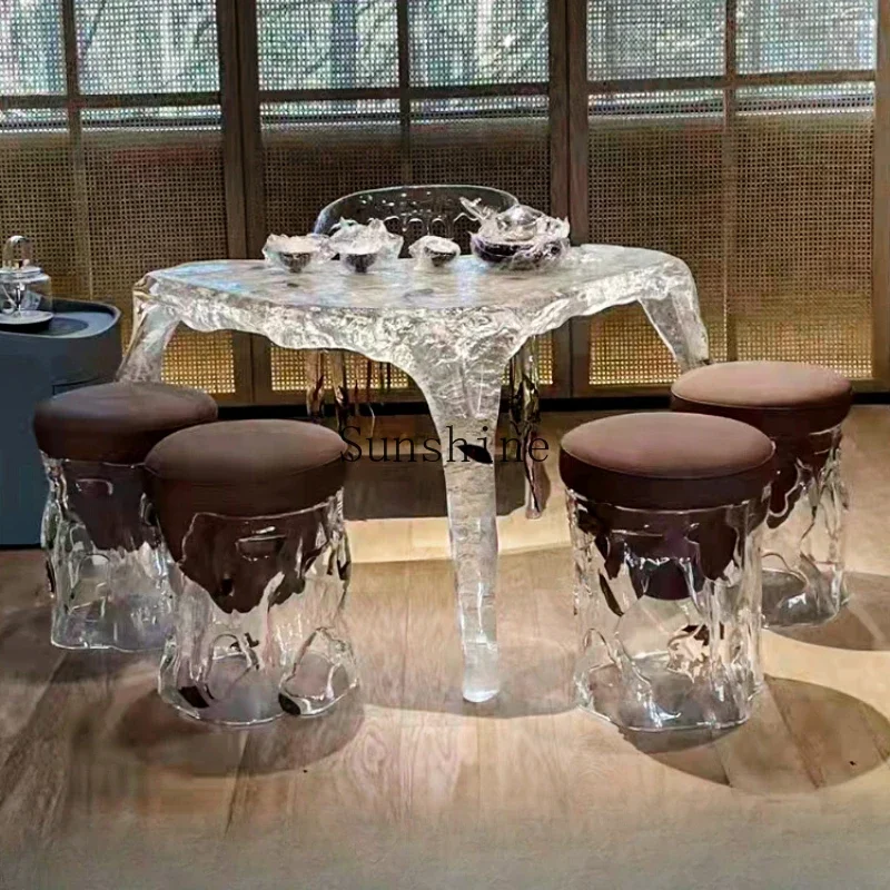 Transparent crystal stool meeting room business negotiation office coffee table stool