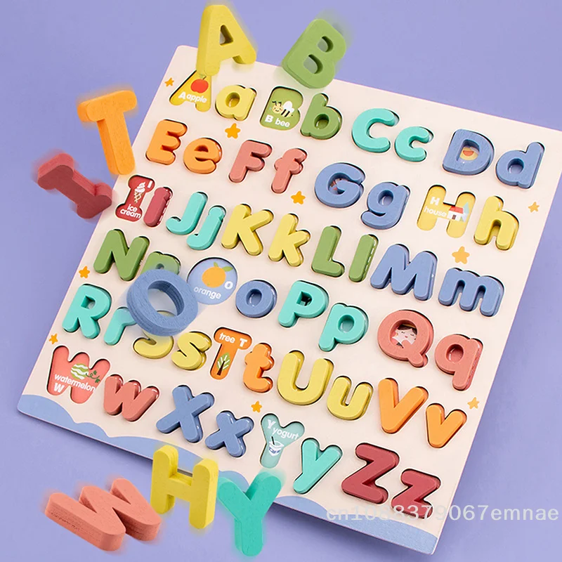 Educational Wooden ABC Puzzle Set - Upper & Lower Case Letters Ideal Birthday Gift for Boys & Girls Preschool Family Game