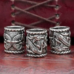 Viking Rune Beard ornament Big Beads spacer Metal Ring Tube Hair Braid DIY Bracelet Charm Dreadlock Rings Large Hole Accessories