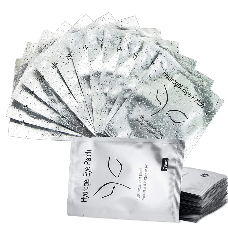 Juego de 100 pares de pegatinas de gel para extensión de pestañas, pegatinas de máscara de ojos de hidrogel sin pelusa para extensiones de pestañas