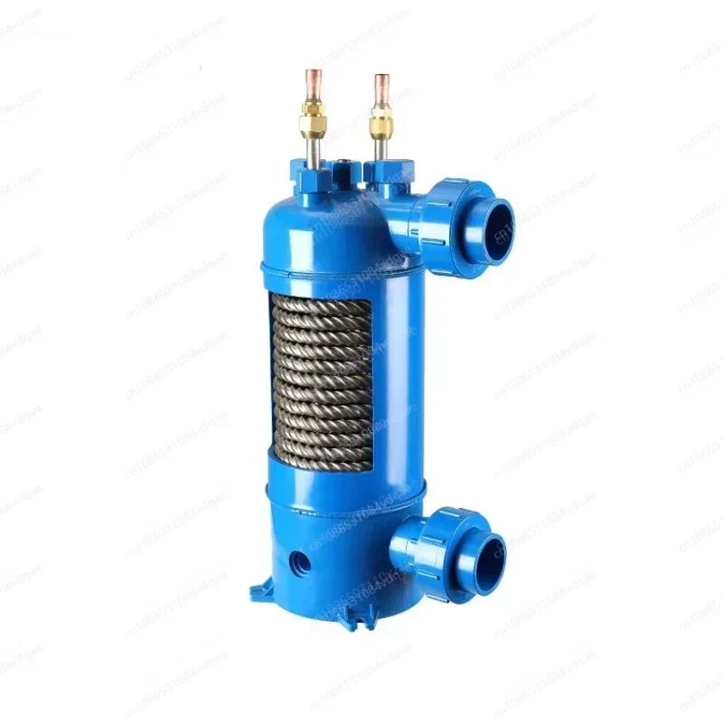 Screw Type MHTA-1.5 Heat Exchanger Titanium Tube PVC Shell Refrigeration Evaporator for Swimming Pool Heat Pump Aquarium Chiller - view 3