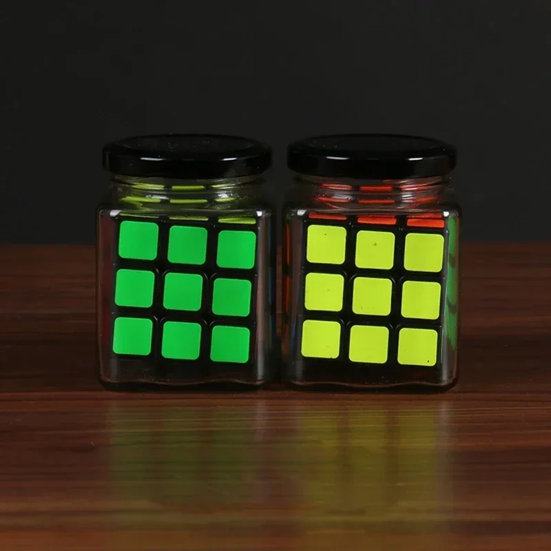 Cubo em uma garrafa truques de magia novidade cubo de ilusão desaparecer adereços mágicos cubo de mágica festa magie
