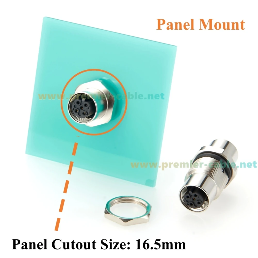 M12 B Code 5Pin Male to Female Feedthrough Bulkhead Connector IP67 Panel Mount Profibus Pass-Thru Adapter Shielded M12 Socket