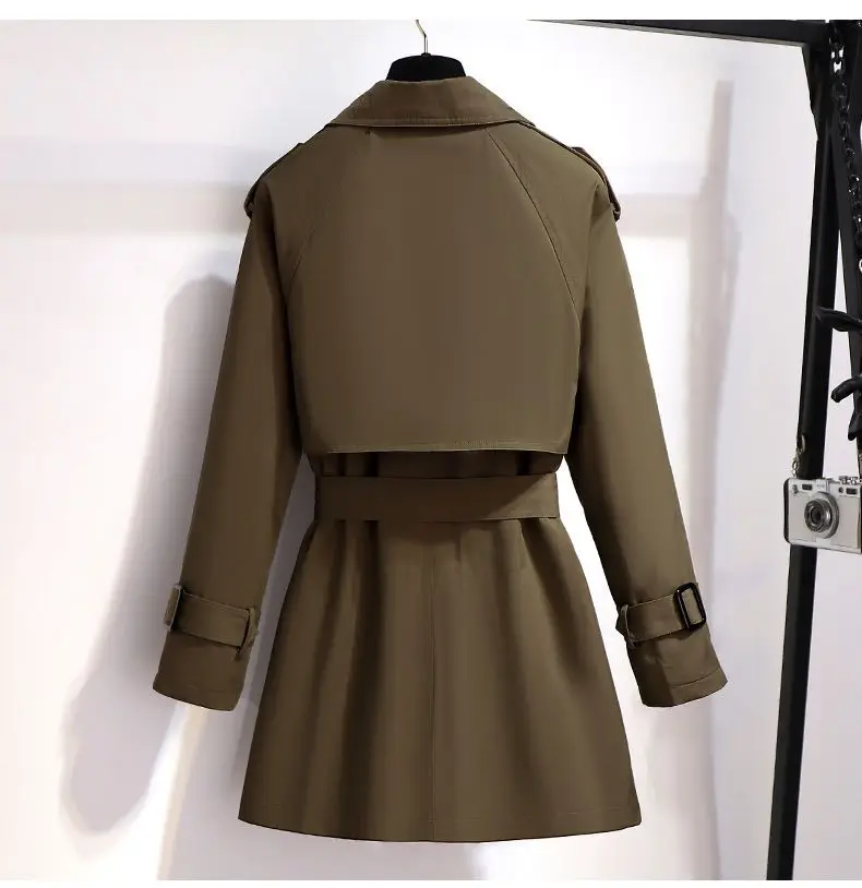 Trench Women British Short Style Coats Autumn High Street Adjustable Waist Outwear All-match Chic Female Elegant Temper XK11