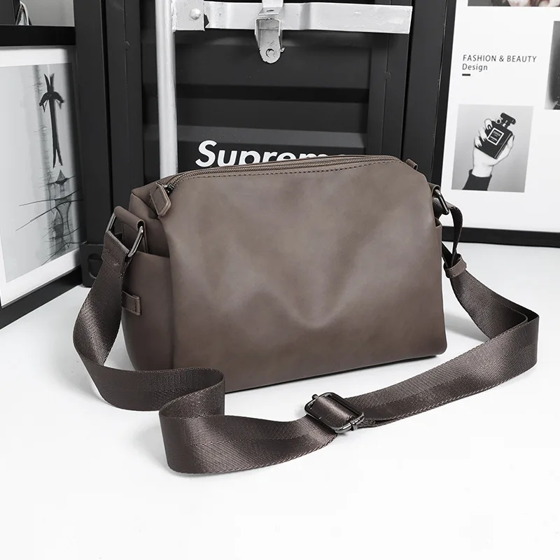 Casual Men\'s Crossbody Shoulder Bag Trend Fashion Shoulder Messenger Bag Men Daily Crossbody Bags Solid PU Leather Handbags Male