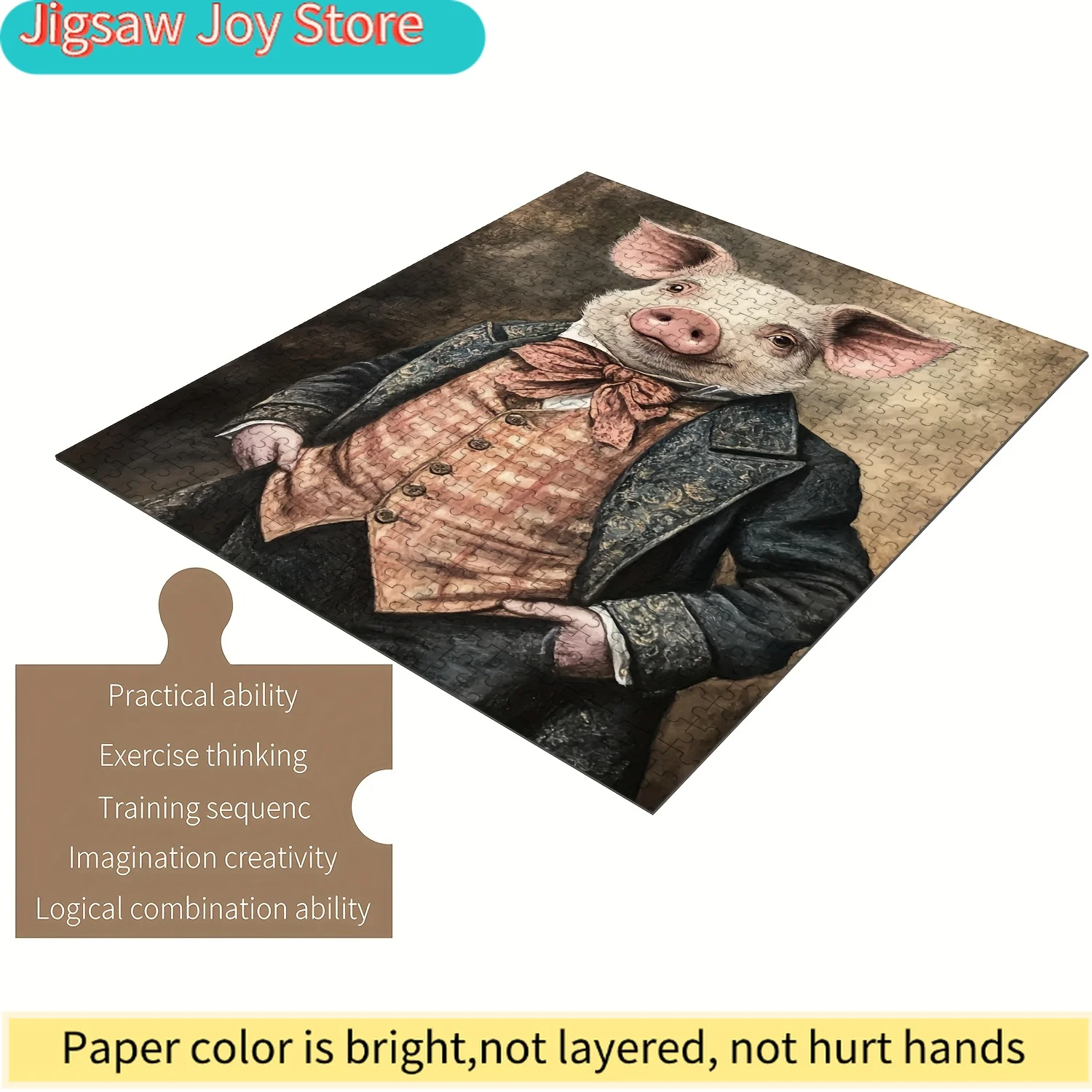 

Премиальный семейный пазл-головоломка - «Стильный поросёнок» - Деревянные поделки с идеально соединяющимися элементами, развивающие интеллект