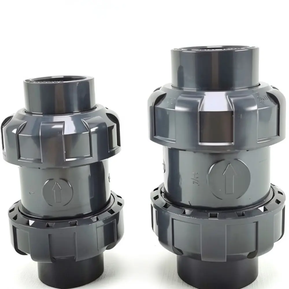 Heavy Duty UPVC Check Valve Double Union Ball Type Non Return Valve Industrial Pipeline Connector For Chemical Systems