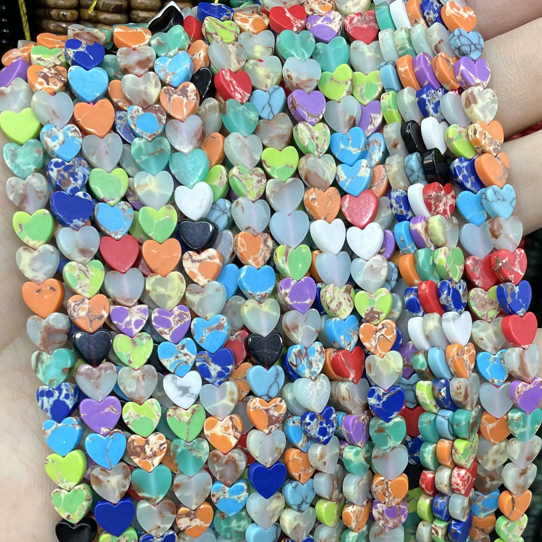 Heart Shape Agates Natural Quartz Jades Turquoises Amethysts Amazonite Loose Spacer Beads For Jewelry Making DIY Bracelet 6MM