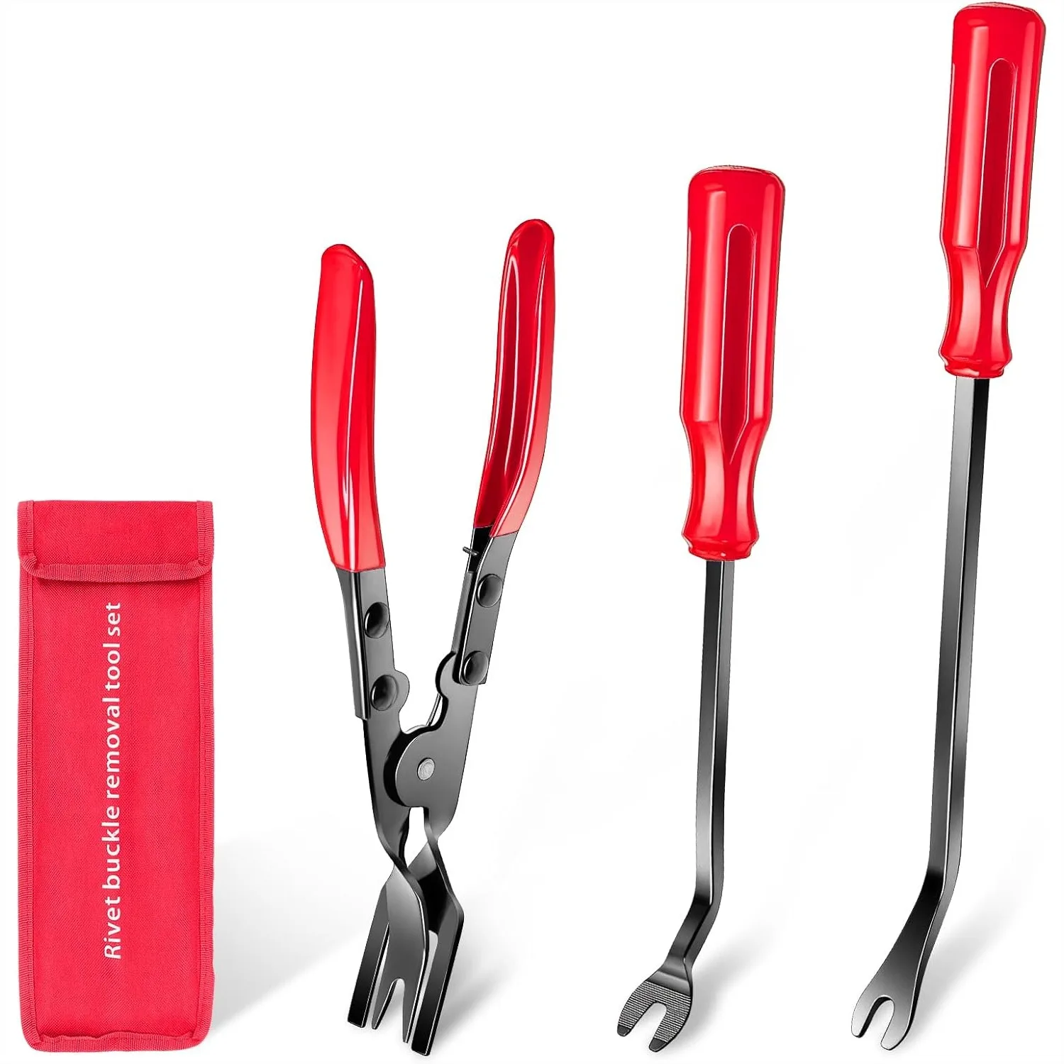 

3 Pcs Clip Remover Pliers Set, Auto Trim Removal Tool Kit for Car Door Panel Dashboard Repair, Spring-Loaded Fastener Puller