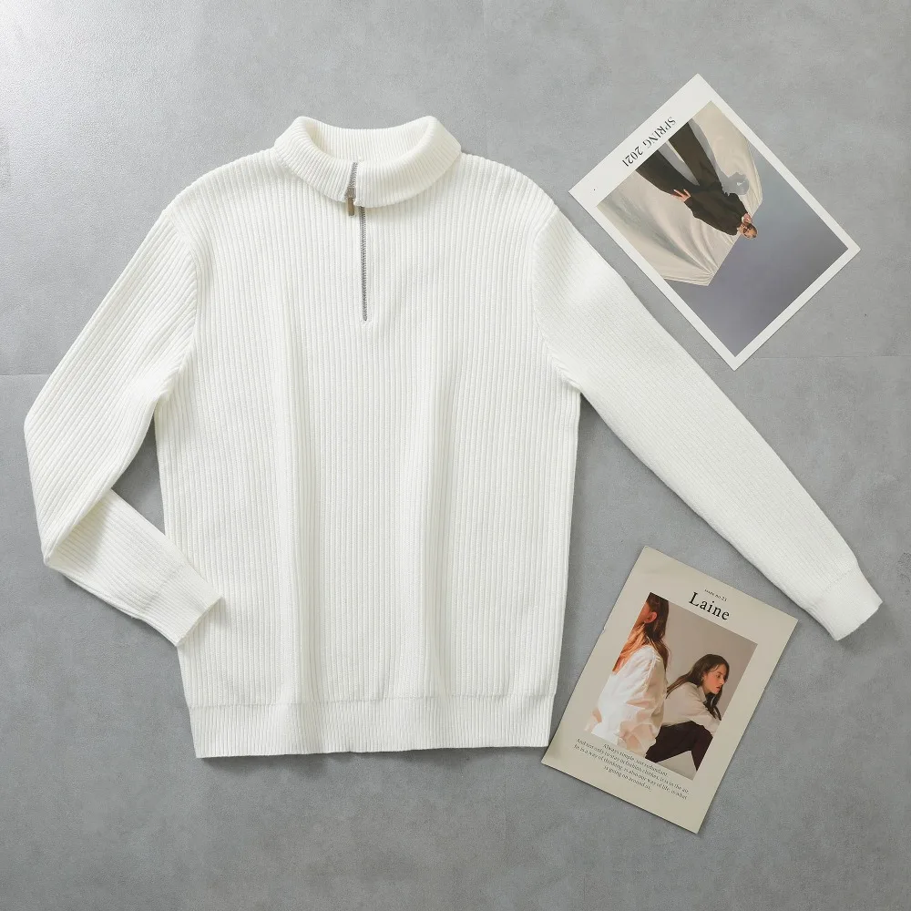 

Мужской зимний джемпер с высоким воротником на молнии, высококачественный пуловер, свитер, повседневная уличная одежда, однотонный трикотаж, новые товары 2025