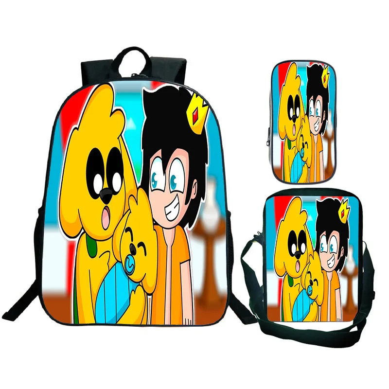 Compadretes Mikecrack 3D Print Backpack Shoulder Bag Pencil Case3pcs Kids Fun Game Rucksack Students Schoolbag Customize Mochila