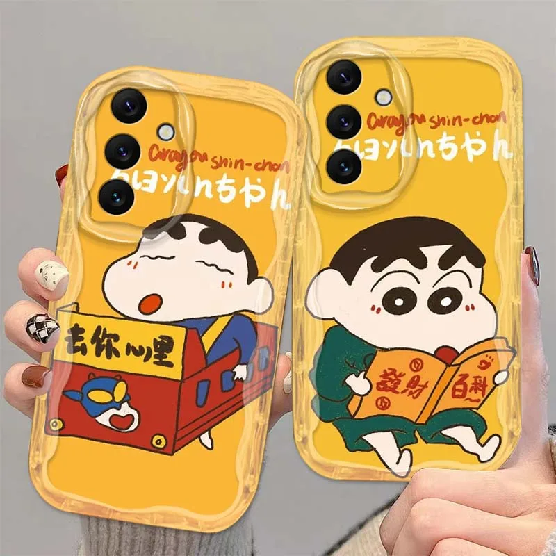 C-تلوين شين تشان الأصفر لسامسونج A73 A72 A71 A56 A55 A54 A53 A52 A51 A32 A36 A26 A25 A13 A14 5G موجة النفط جراب هاتف #1