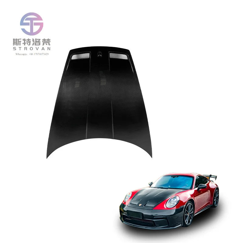 

Langyu Car Accessories Engine Cover Dry Carbon Fiber Front Bonnet For Porsche 911 992 Carrera Upgrade GT3 Engine Bonnet Hood
