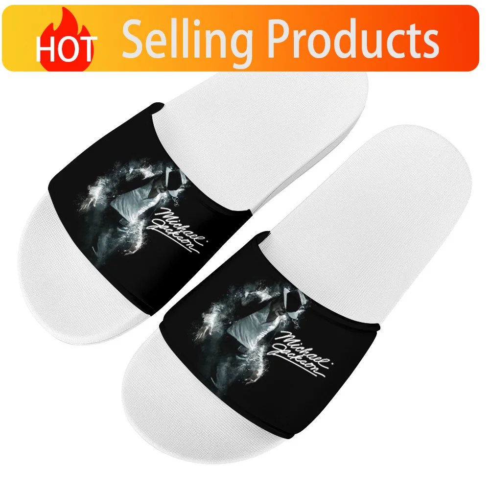 Michael Jackson Pop Singer Shoes Flip Flops Home Slipper Mens Women Teenager Family Slippers Bathroom Pool Casual Sandals Custom